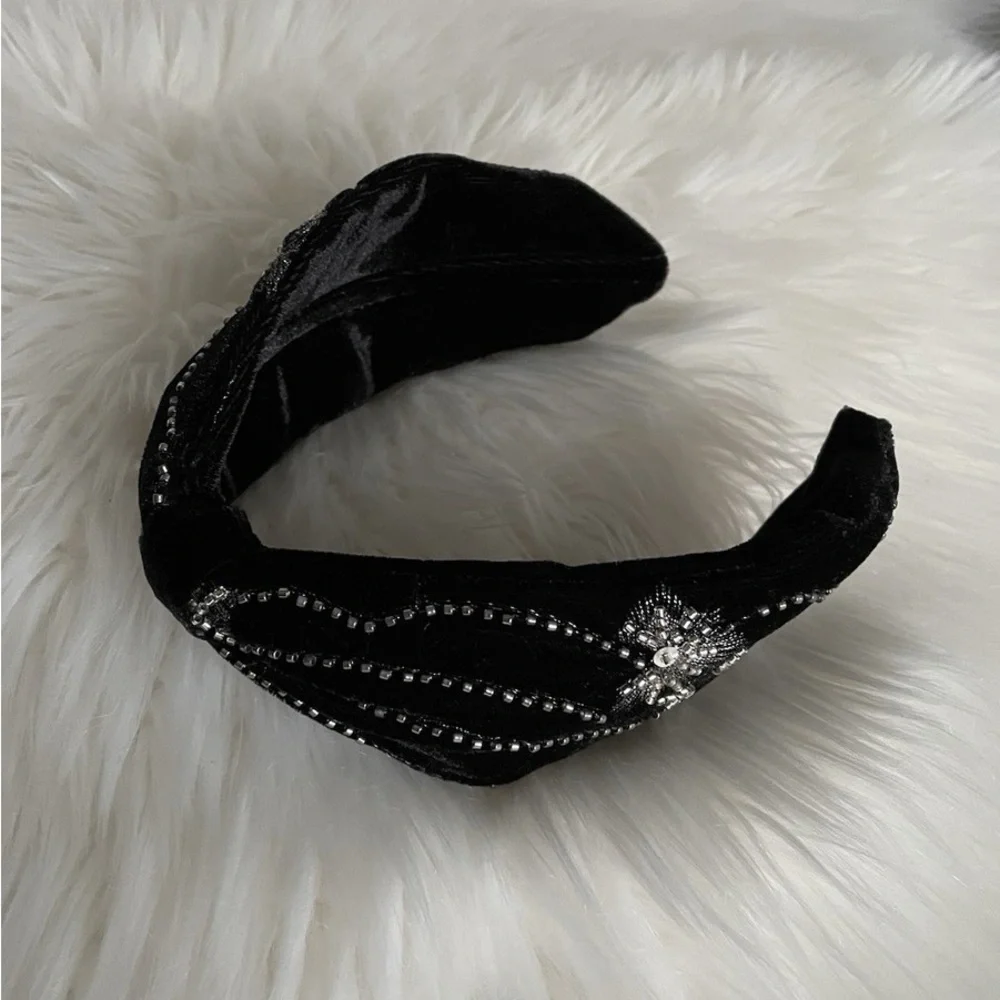 Zara Girls  Black Beaded Headband - NWT